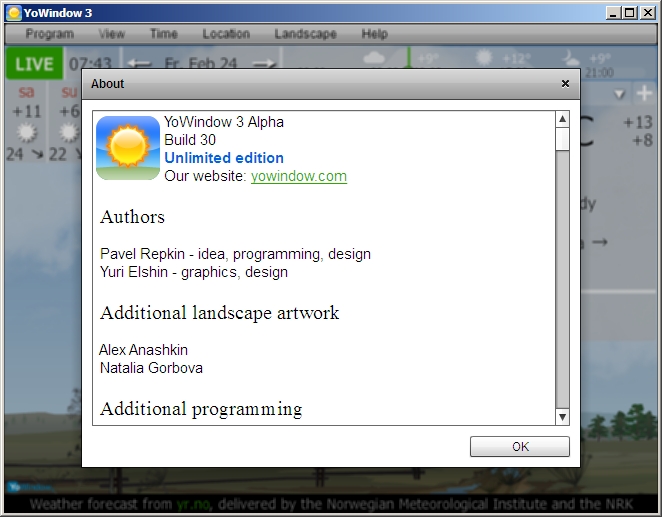 YoWindow - Beta B30 - About-Window with Alpha-string.jpg