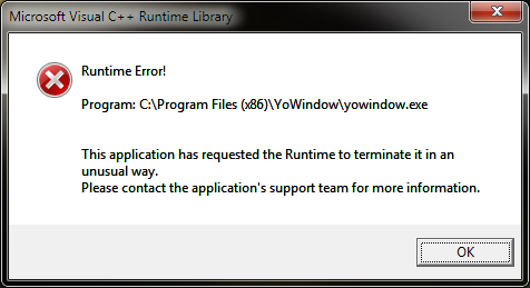 Runtime-Error after Windows starts. YoWindow Version 150 didn´t do this.