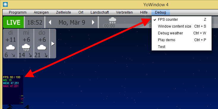 Screenshot YoWindow - debug mode with FPS.png