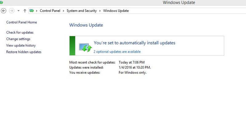 Windows Update Page