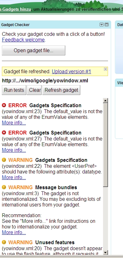 iGoogle - GadgetChecker - screenshot