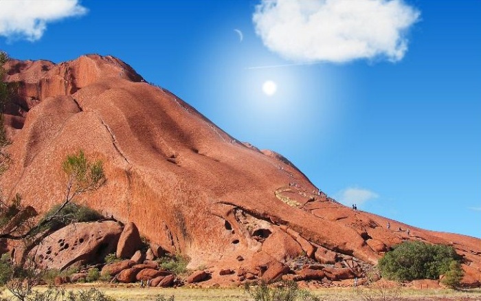 Climbing Ayers Rock.JPG