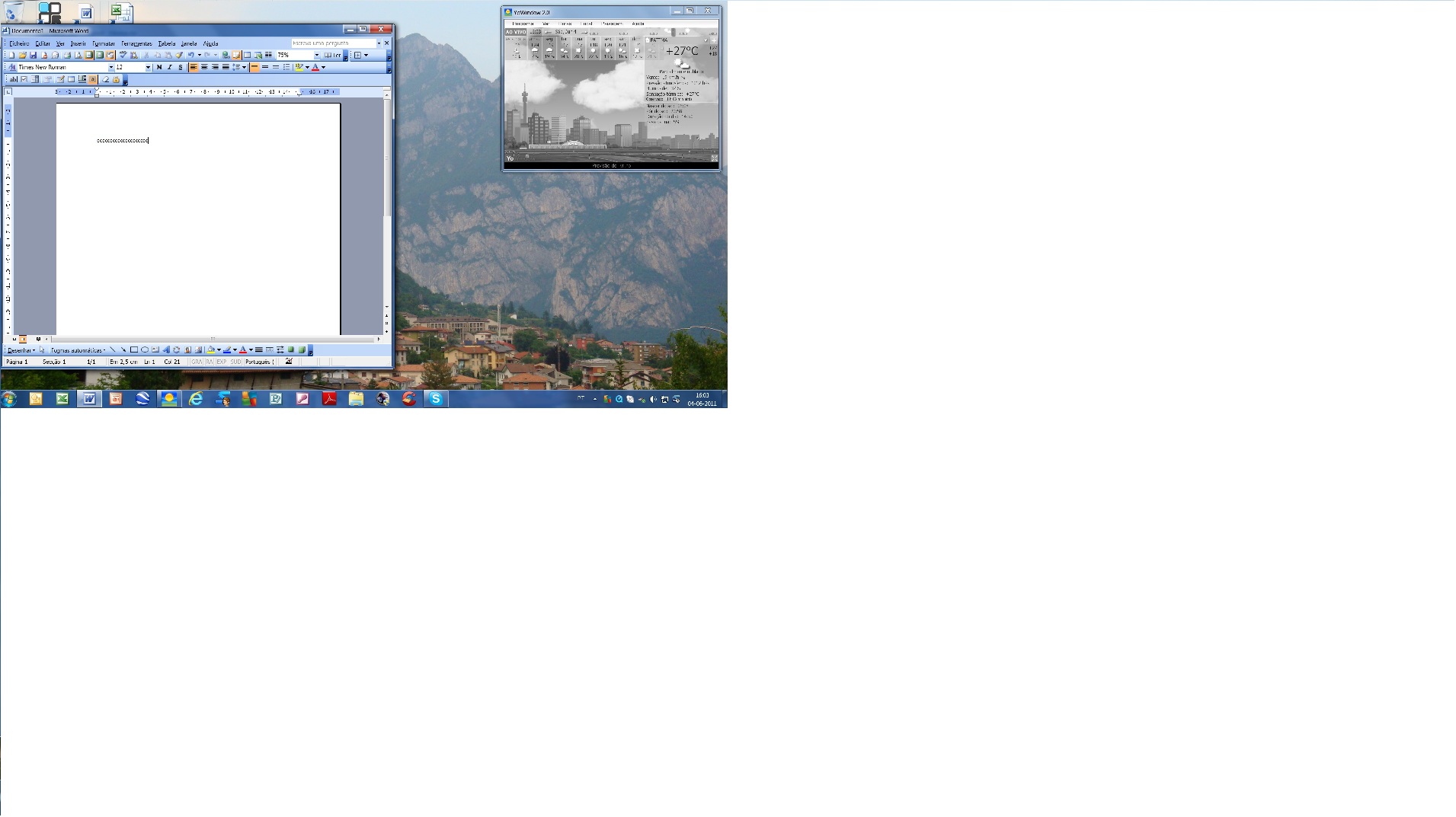 Active window of Word and inactive of Yowindow