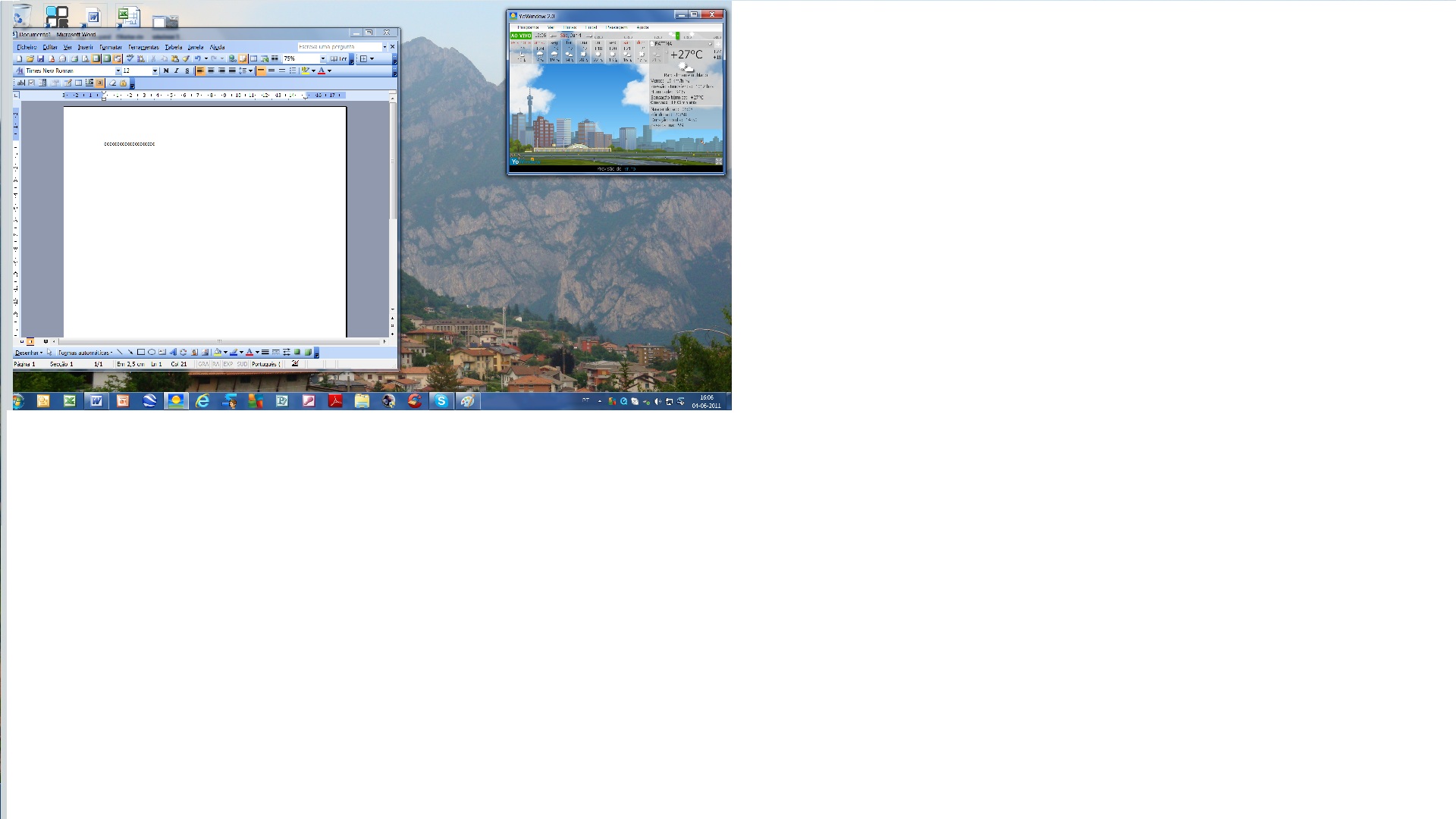 Inactive window of Word and active Yowindow