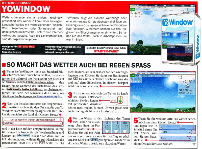 YoWindow in Computerbild 18/2012