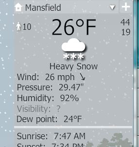 YoWindow March 12 High was 43F and Low was 6F and Rain turning to SNOW.JPG