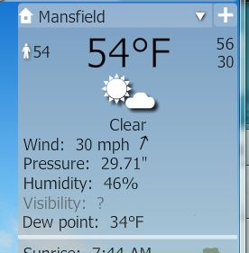 YoWindow March 14 High was 57F and Low was 30F and Sunny - 1st crocuses bloomed.JPG