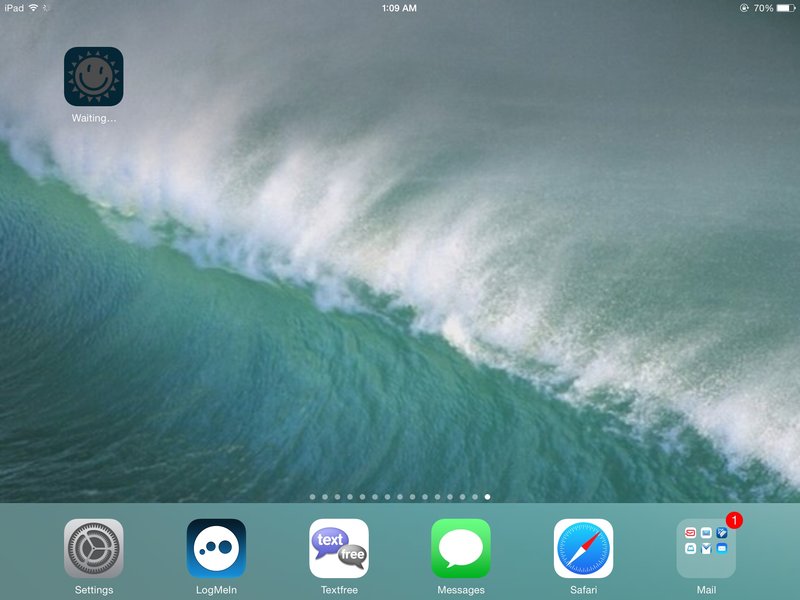 What it looks like on iPad after error.