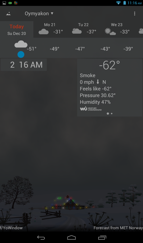 Exit YoWindow and come back into Oymyakon snowman is okay