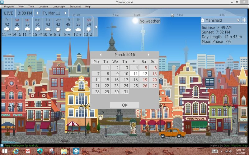 Calendar of USA start of daylight savings time